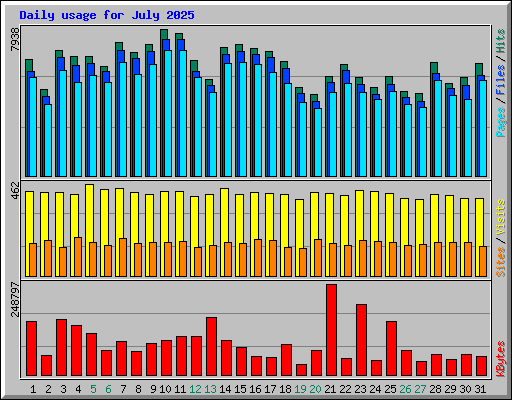 Daily usage for July 2025
