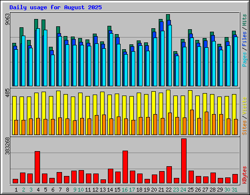 Daily usage for August 2025