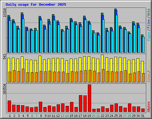 Daily usage for December 2025